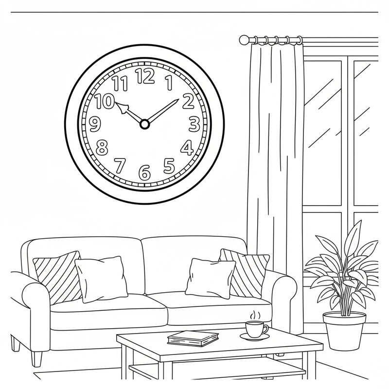 Tranh tô màu phòng khách có sofa