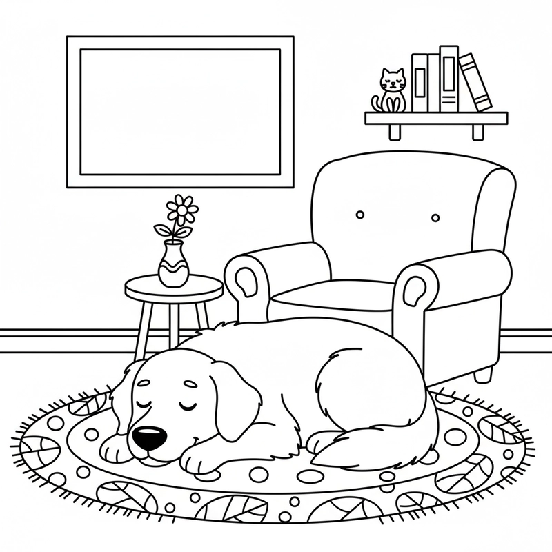 Tranh tô màu phòng khách đơn giản mà đẹp