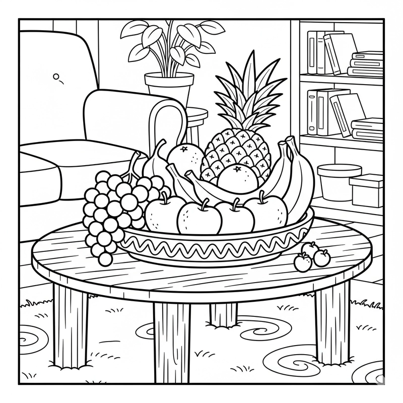 Tranh tô màu phòng khách trong gia đình