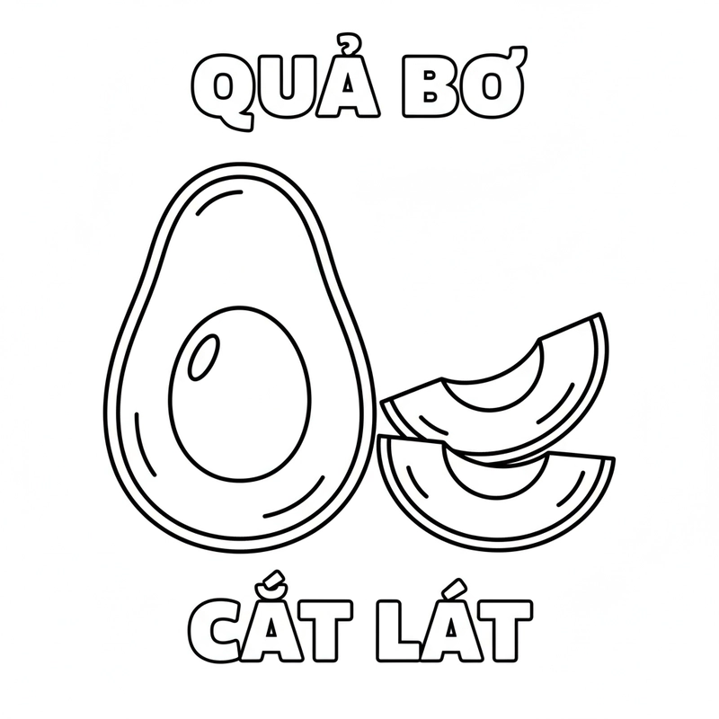 Tranh tô màu quả bơ cho trẻ em