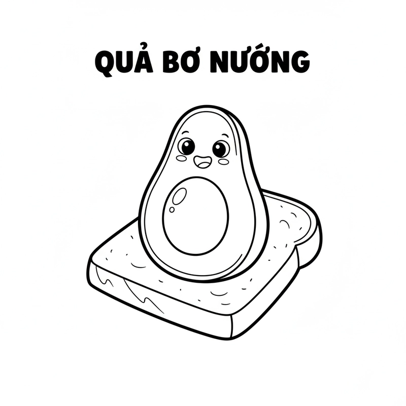 Tranh tô màu quả bơ cute đáng yêu