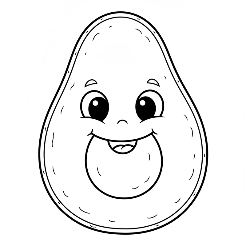 Tranh tô màu quả bơ đáng yêu