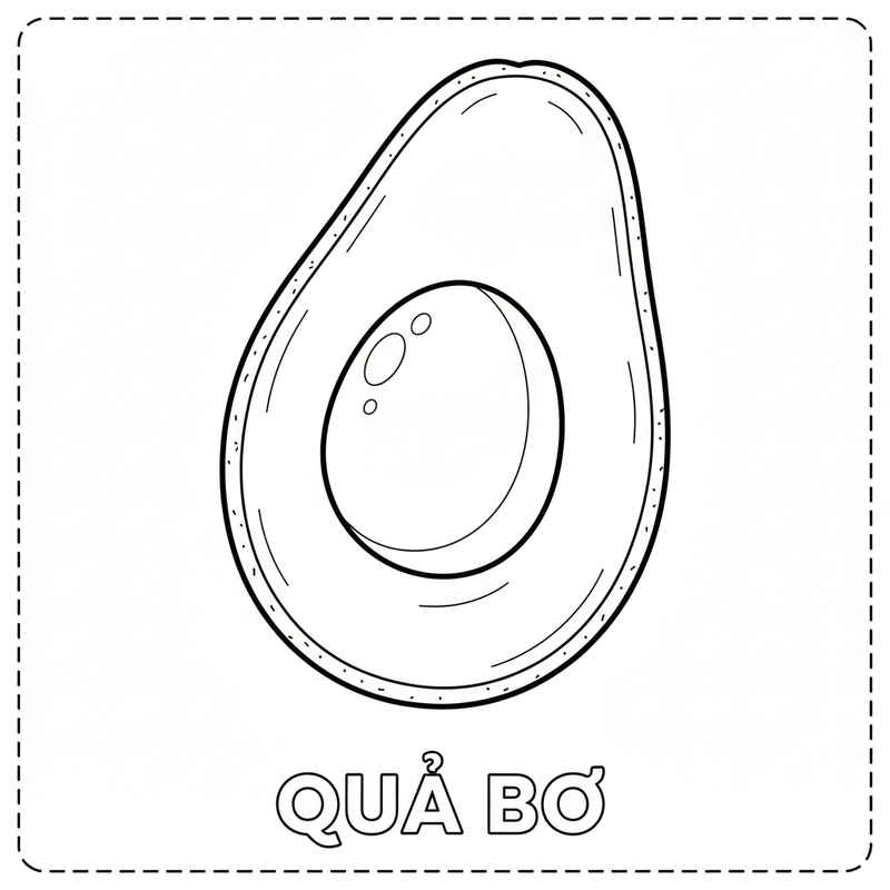 Tranh tô màu quả bơ dễ thương