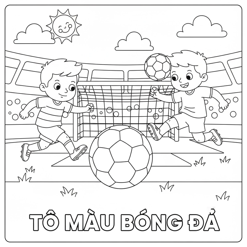 Tranh tô màu quả bóng đá đẹp, dễ tô cho trẻ