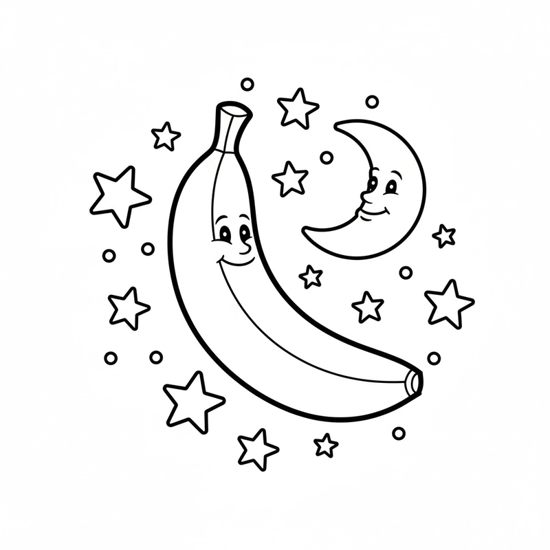 Tranh tô màu quả chuối đẹp