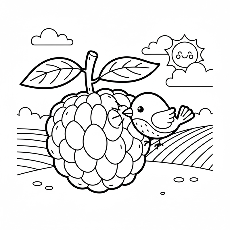 Tranh tô màu quả na đơn giản