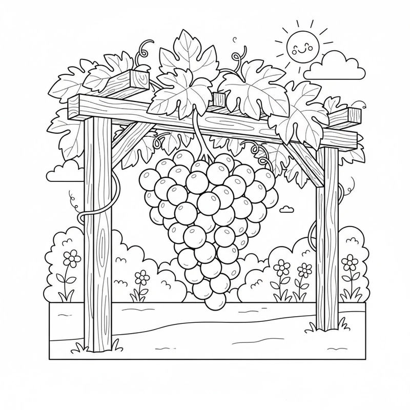 Tranh tô màu quả nho cho bé
