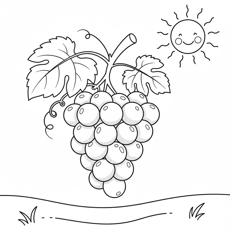 Tranh tô màu quả nho sinh động