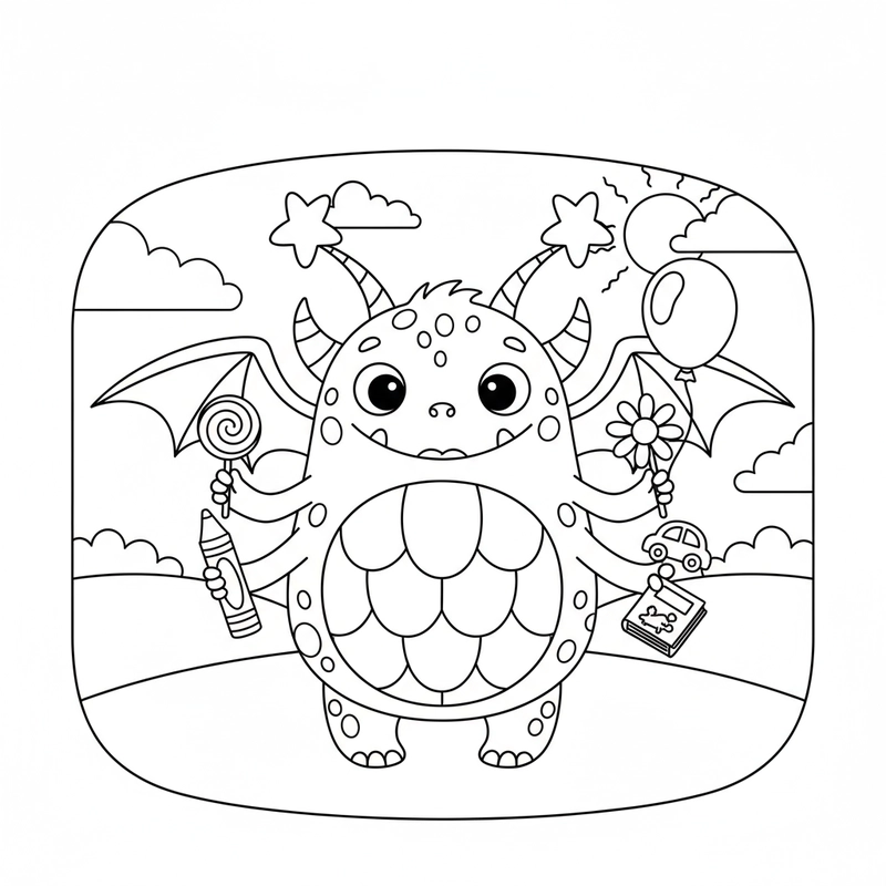 Tranh tô màu quái vật mini