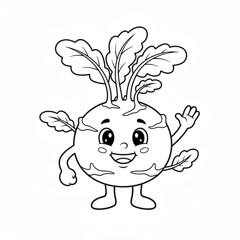 Tranh tô màu rau củ su hào