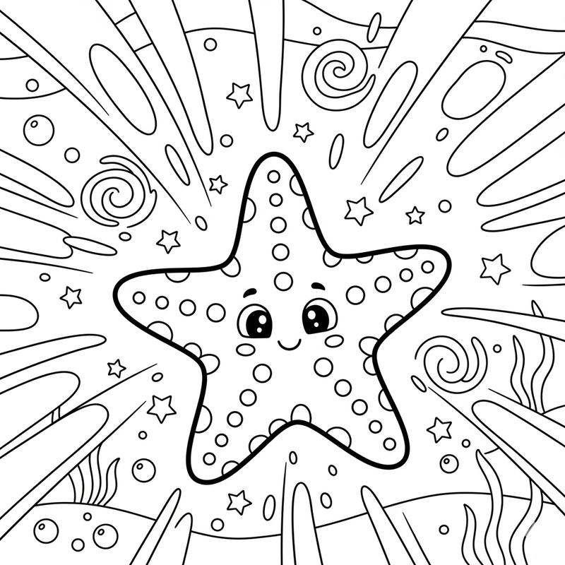 Tranh tô màu sao biển cho bé mầm non