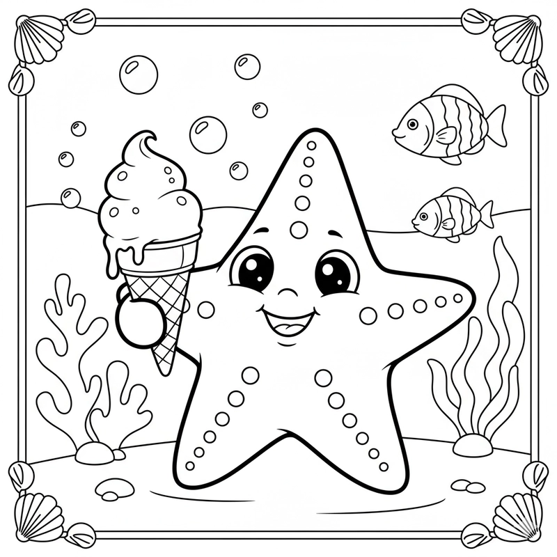 Tranh tô màu sao biển đáng yêu cho trẻ