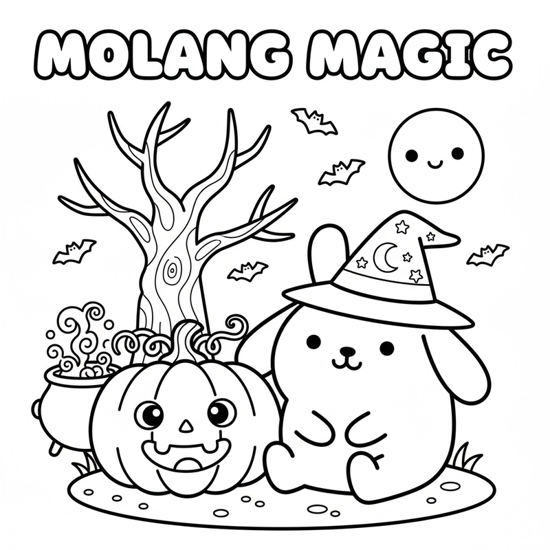 Tranh tô màu sticker Molang dễ thương