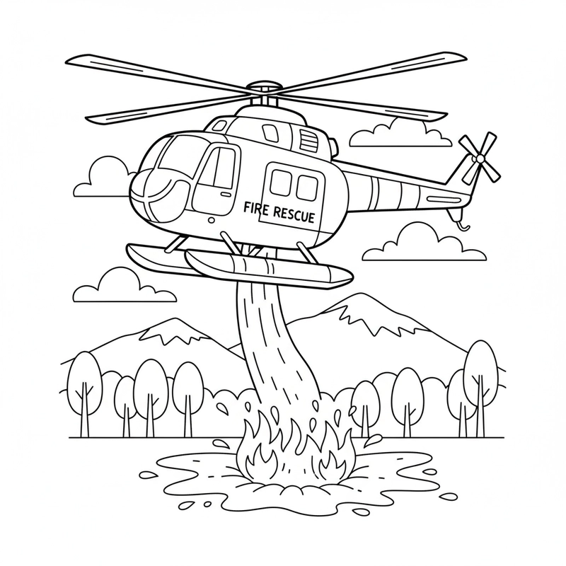 Tranh tô màu trực thăng cứu hộ
