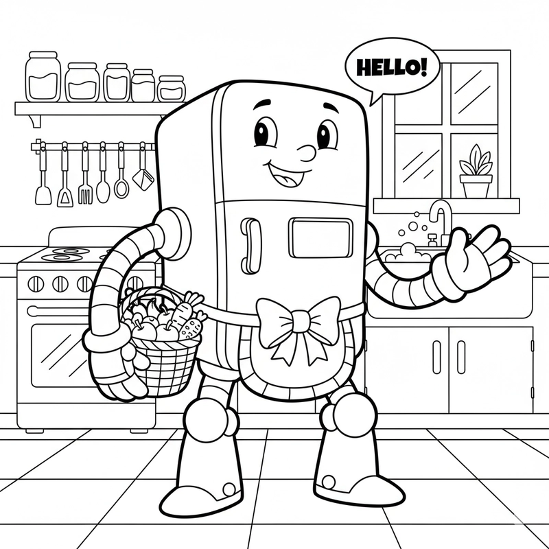 Tranh tô màu tủ lạnh có hoa văn