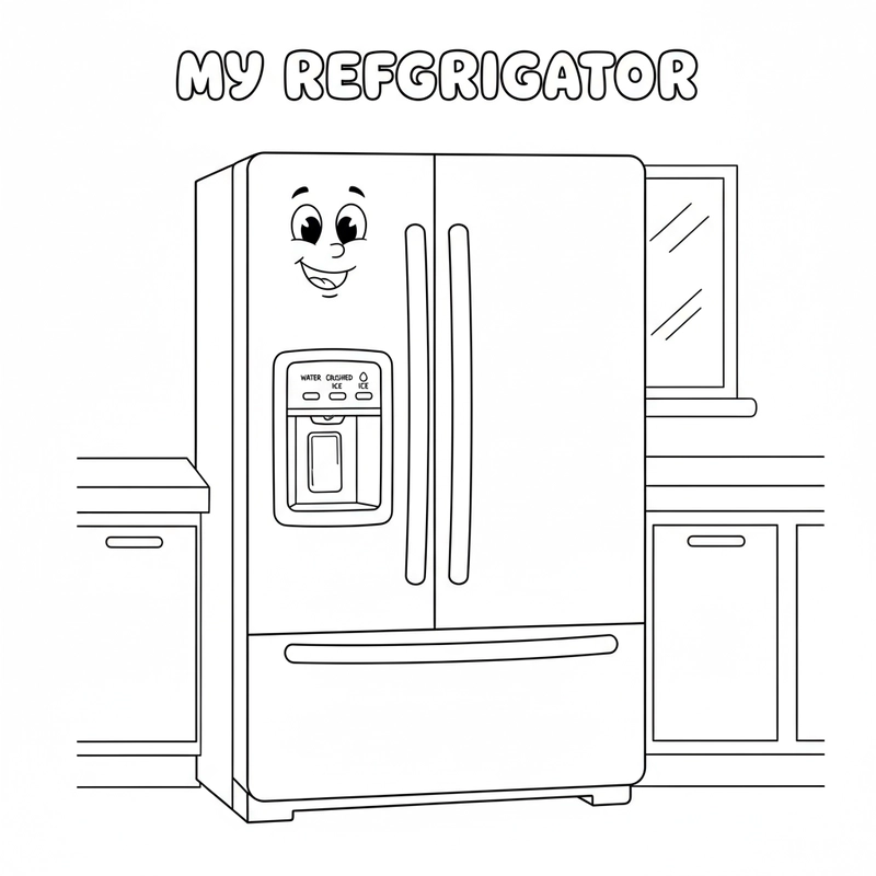 Tranh tô màu tủ lạnh đáng yêu
