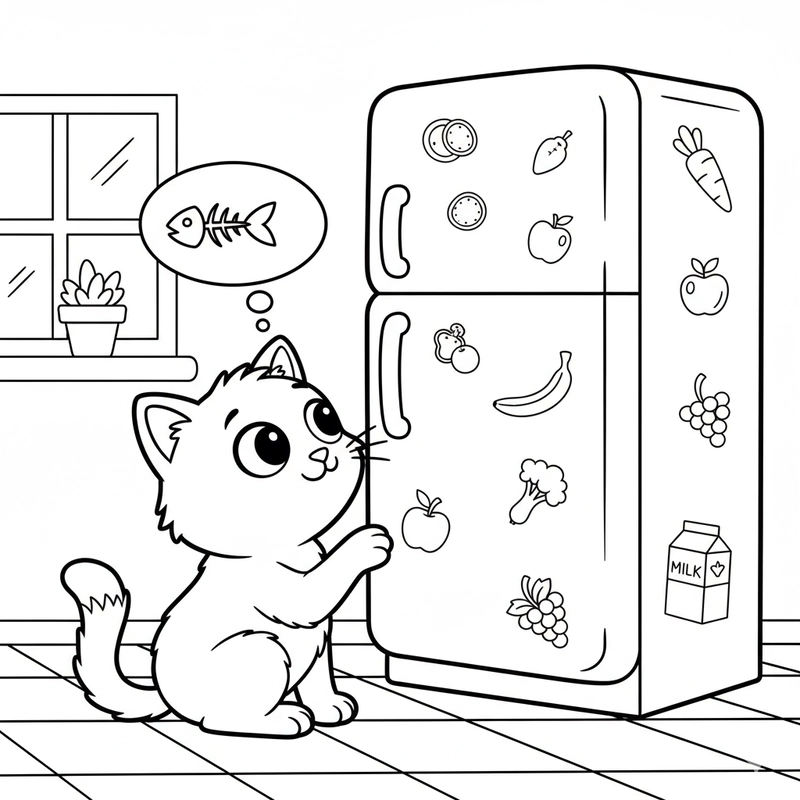 Tranh tô màu tủ lạnh đẹp cho bé tập tô