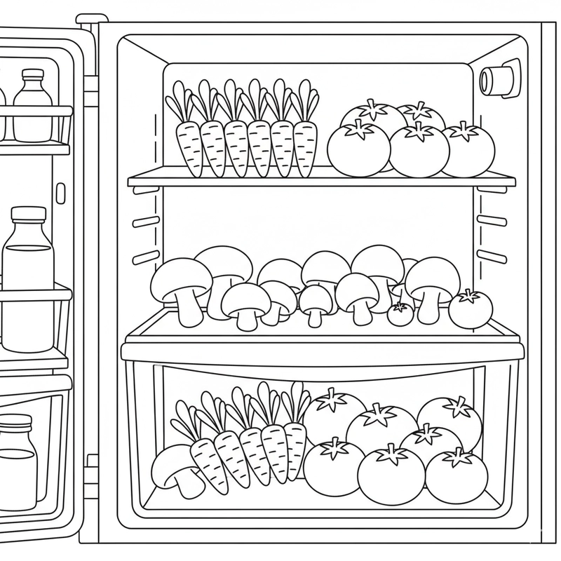 Tranh tô màu tủ lạnh mở cửa