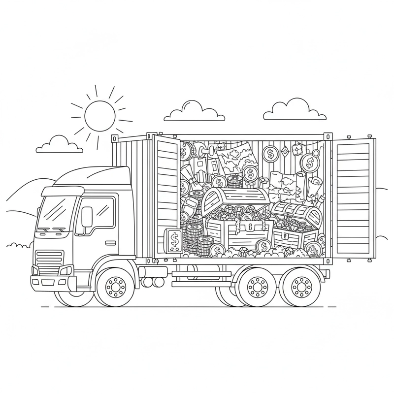 Tranh tô màu xe Container đẹp