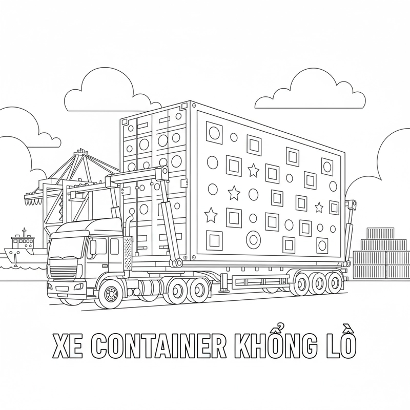 Tranh tô màu xe Container lớn
