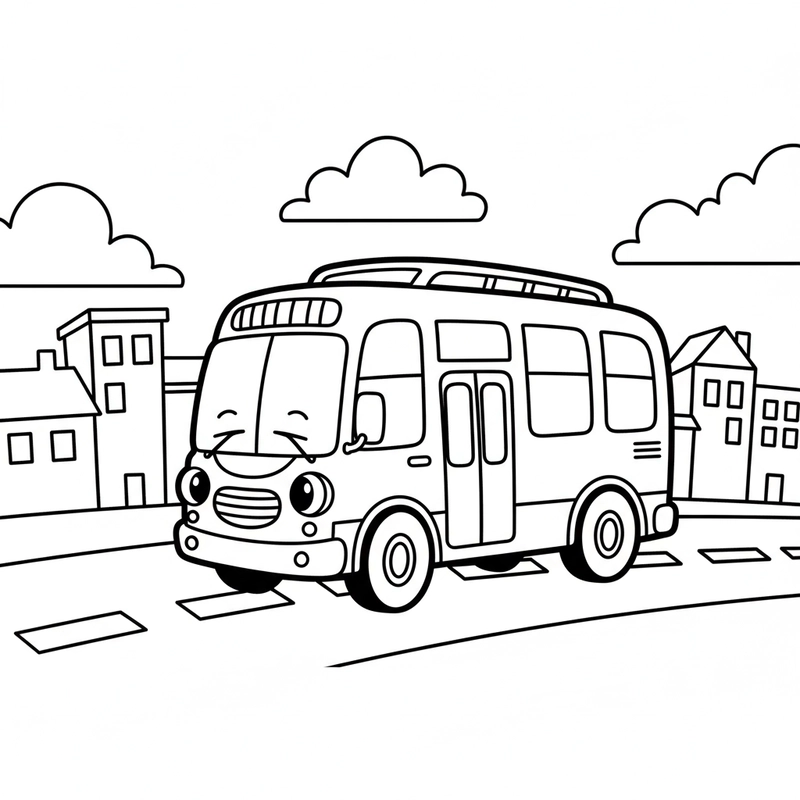 Tranh tô màu xe buýt đơn giản cho trẻ nhỏ