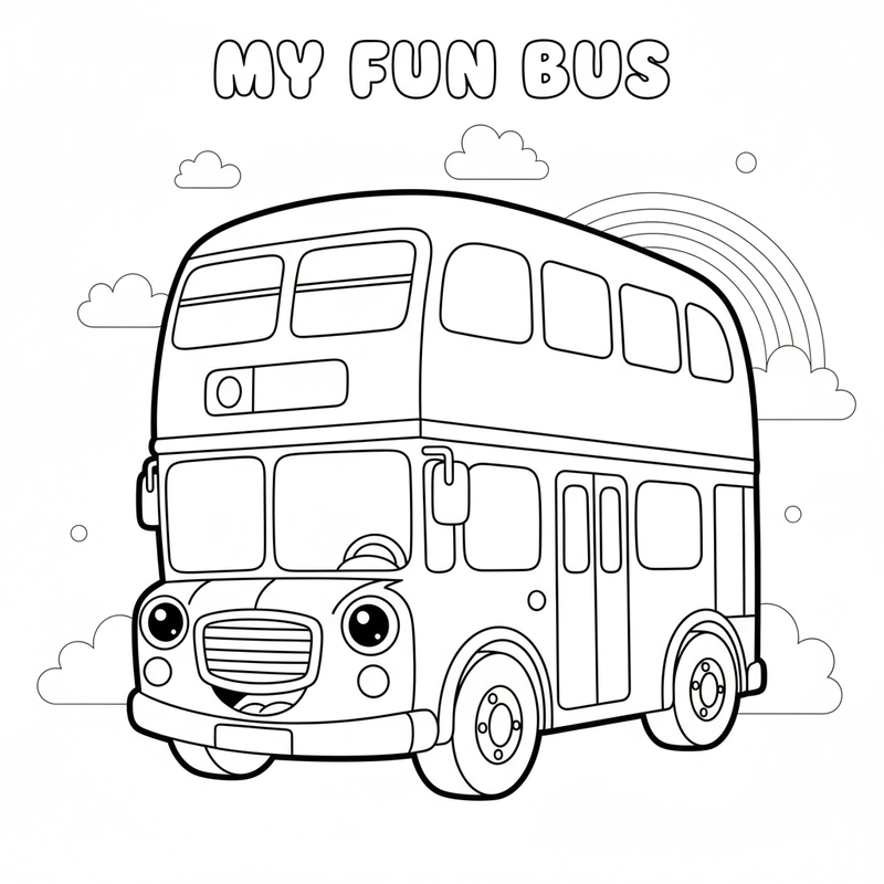 Tranh tô màu xe buýt giúp bé khám phá thế giới