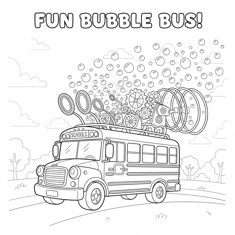 Tranh tô màu xe buýt ngộ nghĩnh cho bé tập tô