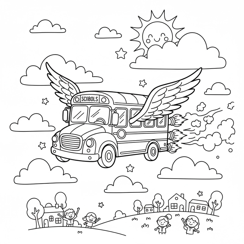 Tranh tô màu xe buýt nhiều mẫu đẹp