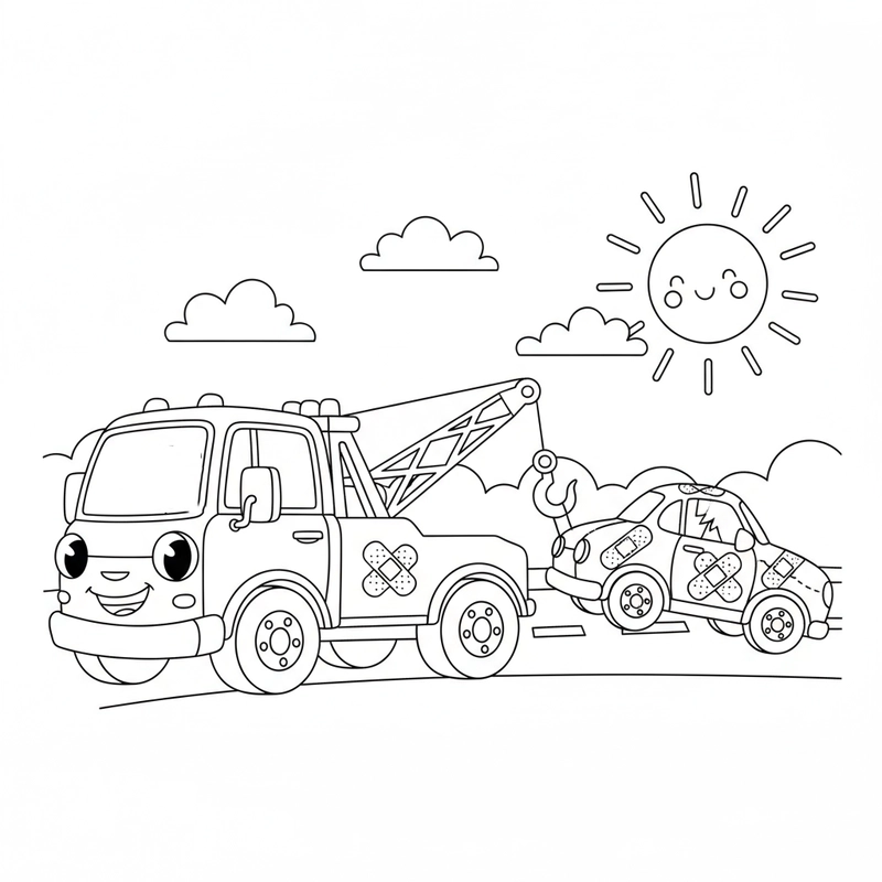 Tranh tô màu xe cứu hộ cho bé