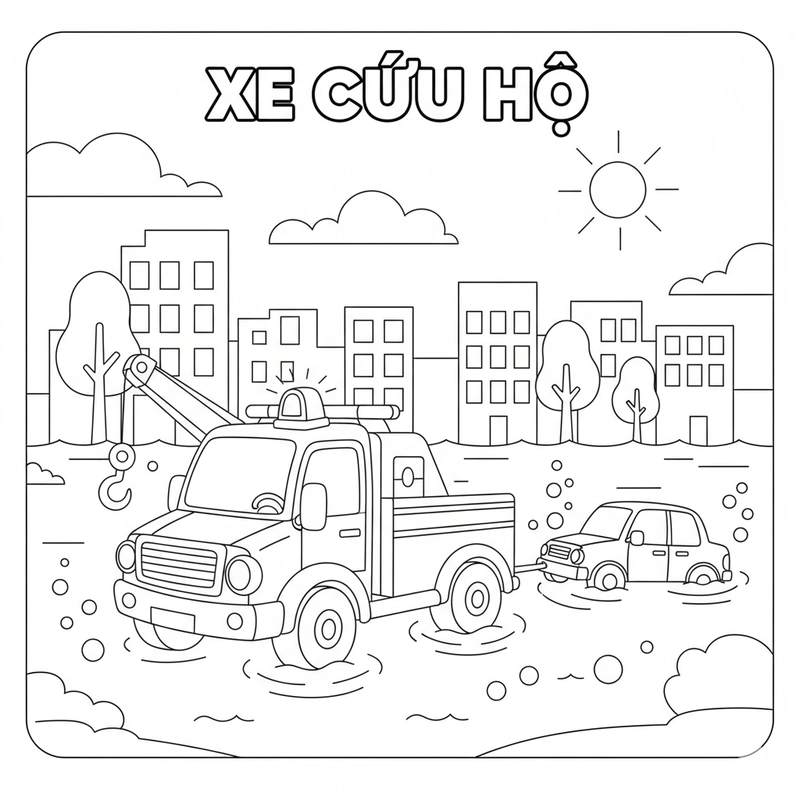 Tranh tô màu xe cứu hộ sáng tạo
