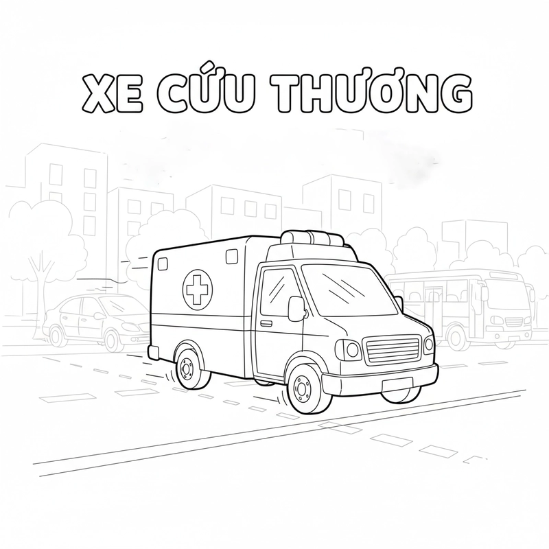 Tranh tô màu xe cứu thương cho bé