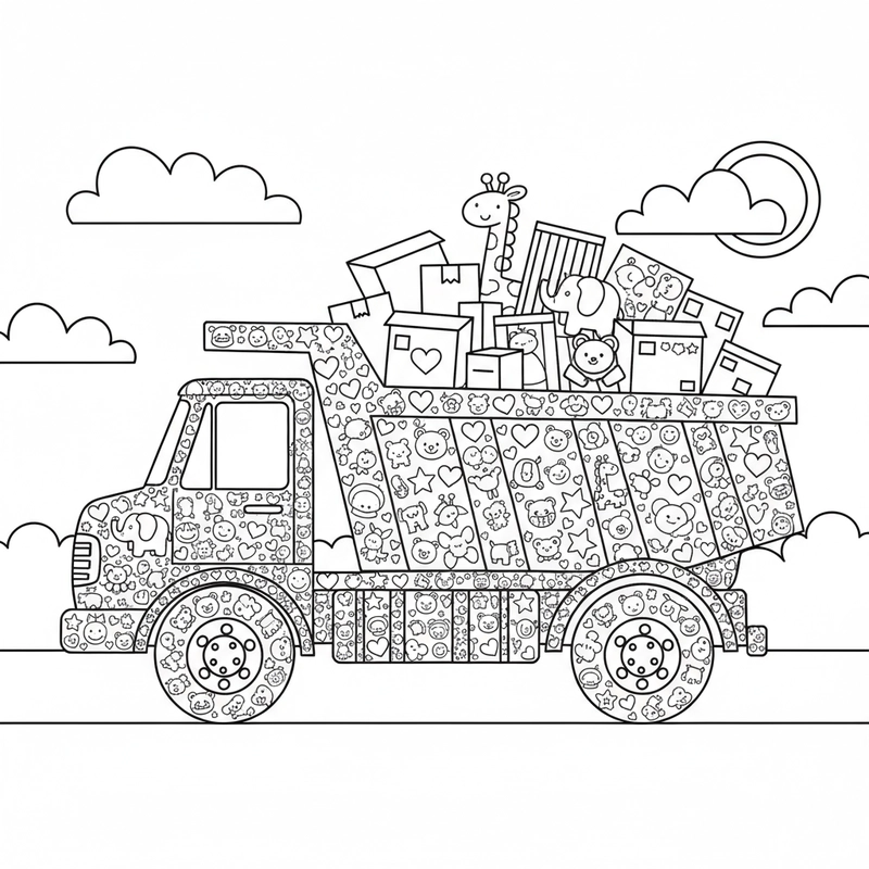 Tranh tô màu xe ô tô tải lớn