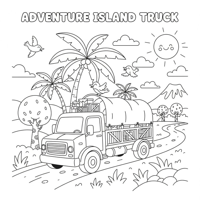 Tranh tô màu xe tải chở hàng