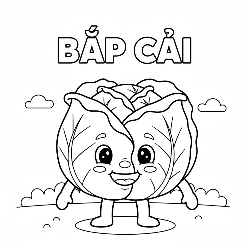 Tranh vẽ cây bắp cải đáng yêu