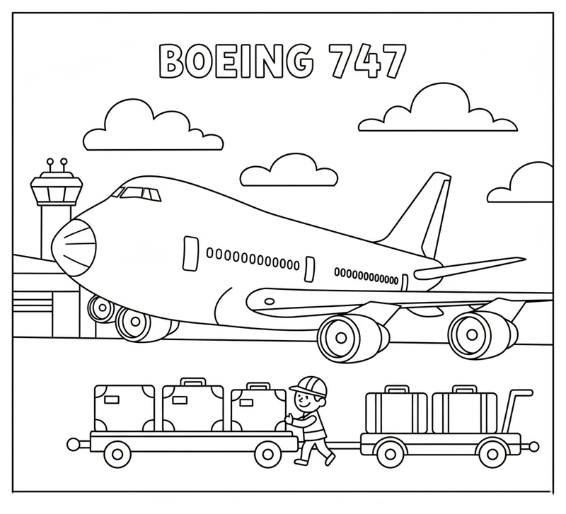 Tranh vẽ máy bay Boeing 747