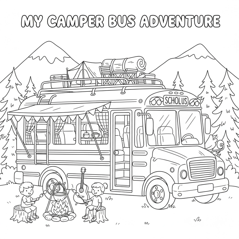 Tranh xe buýt tô màu giúp bé tập trung hơn