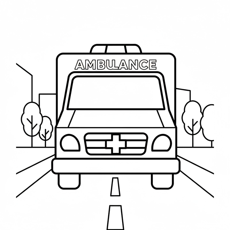Tranh xe cứu thương đơn giản dễ in