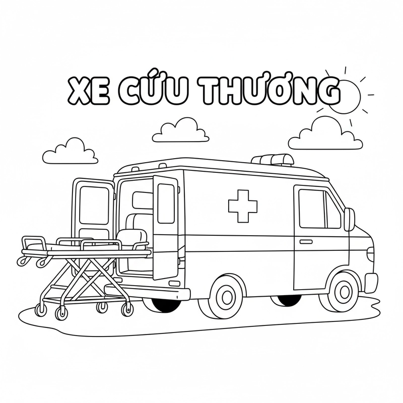 Tranh xe cứu thương tập tô đơn giản