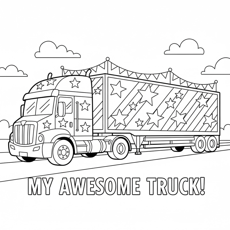 Xe Container tô màu sinh động