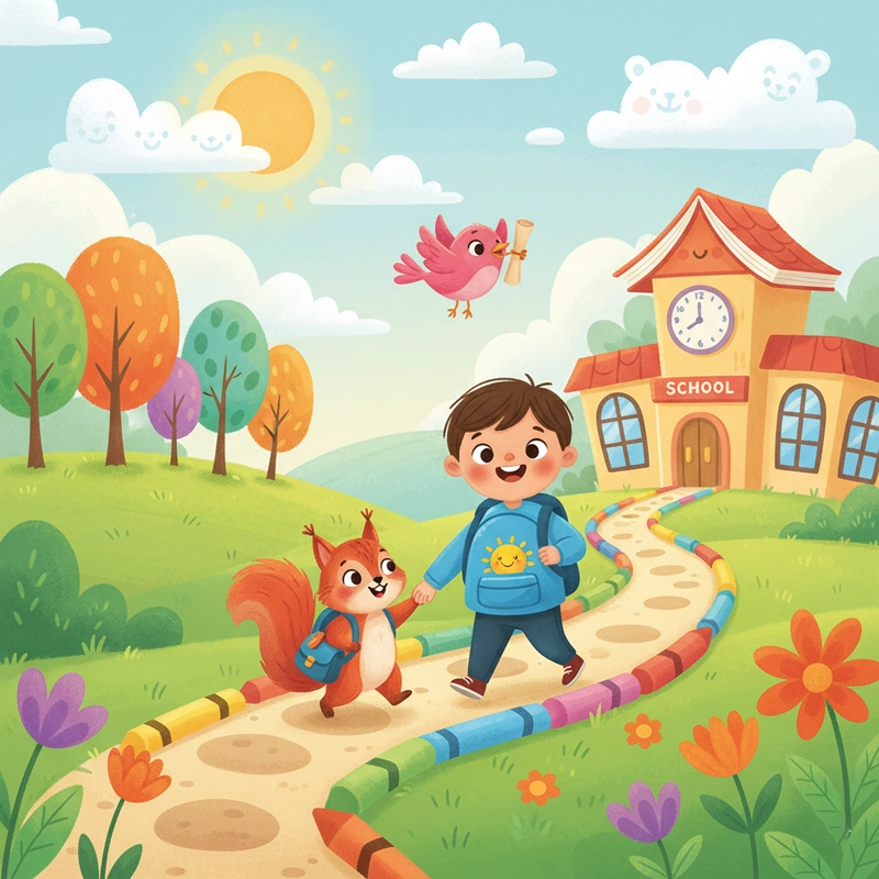 favicon tranh tô màu bé đi học