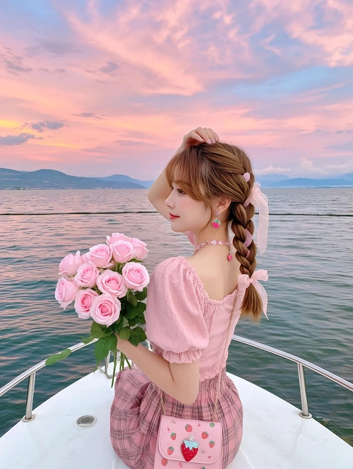 Ảnh gái xinh mặc pinky mỏng thanh thoát