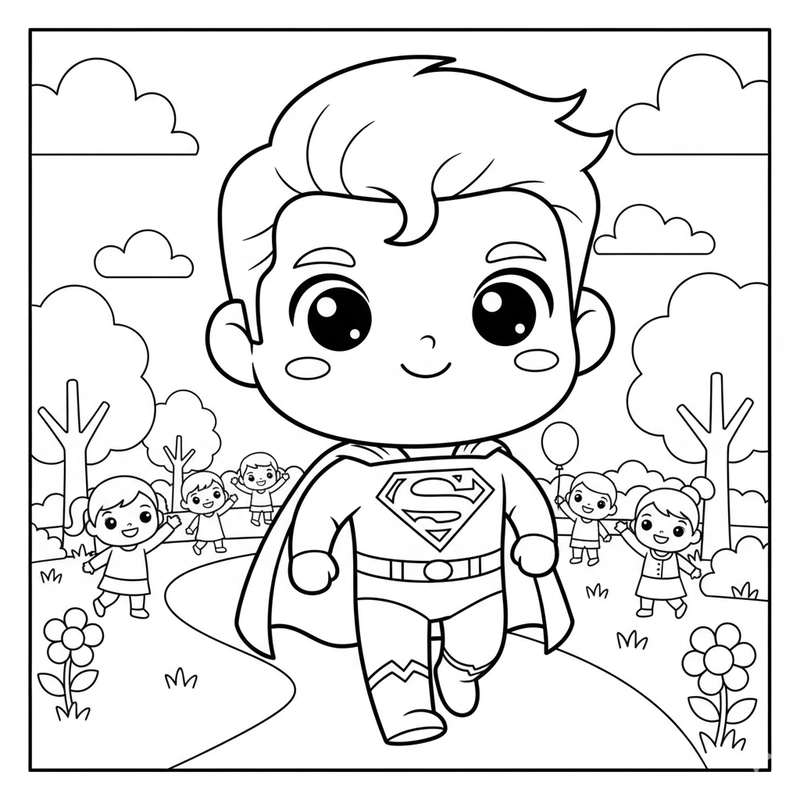 Ảnh tô màu Superman hành động đẹp mắt