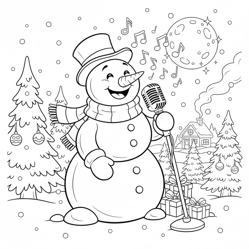 Ảnh tô màu người tuyết Noel