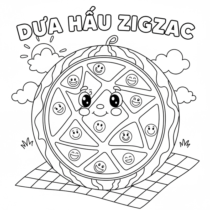 Bé tập tô màu quả dưa hấu