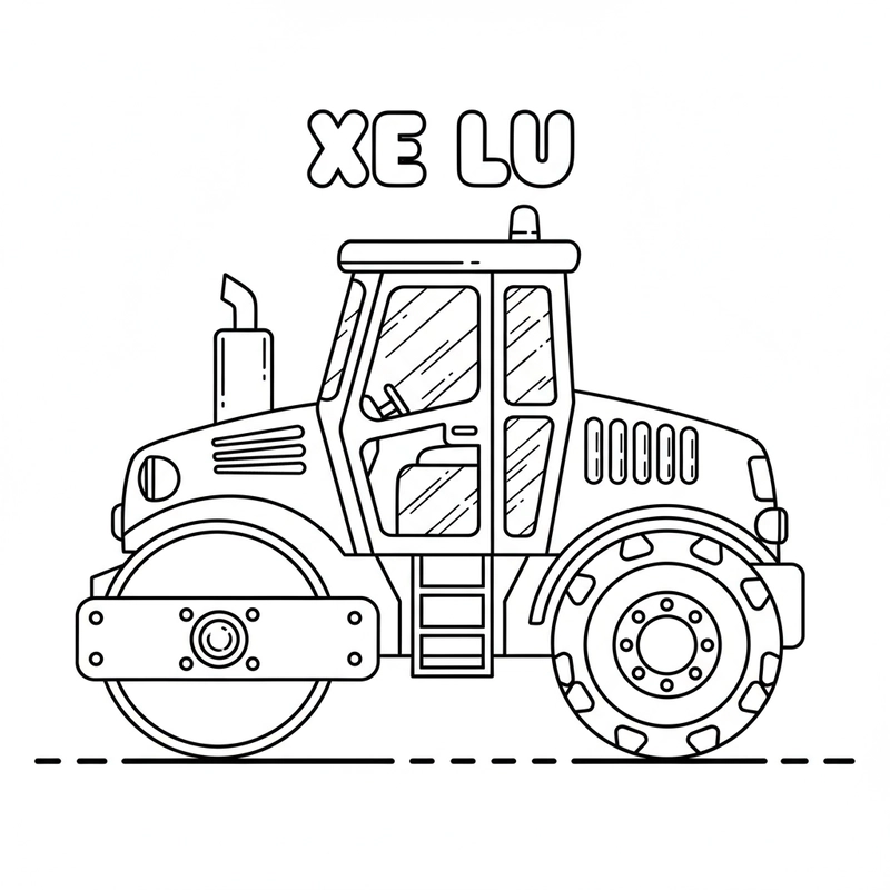 Bé tập tô màu xe lu ngộ nghĩnh