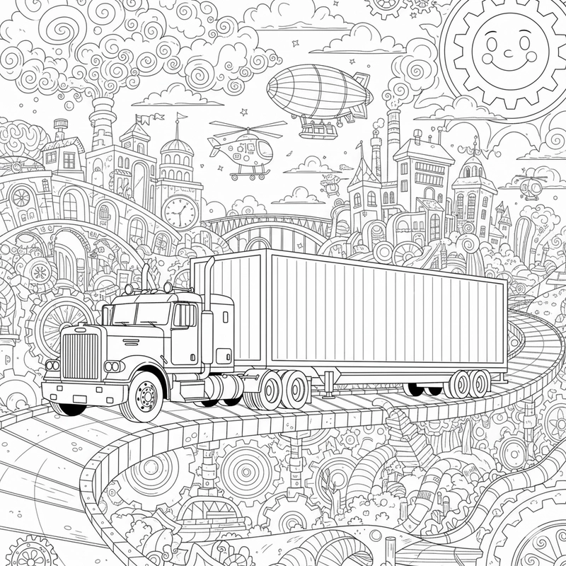 Bé tập tô màu xe ô tô tải