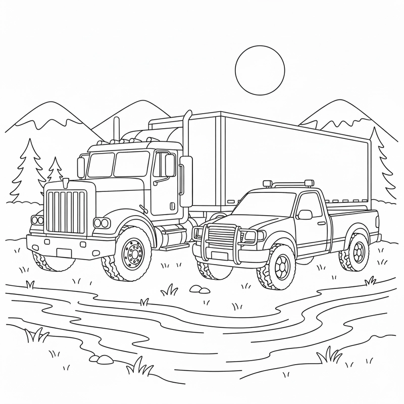 Bé tập tô màu xe tải