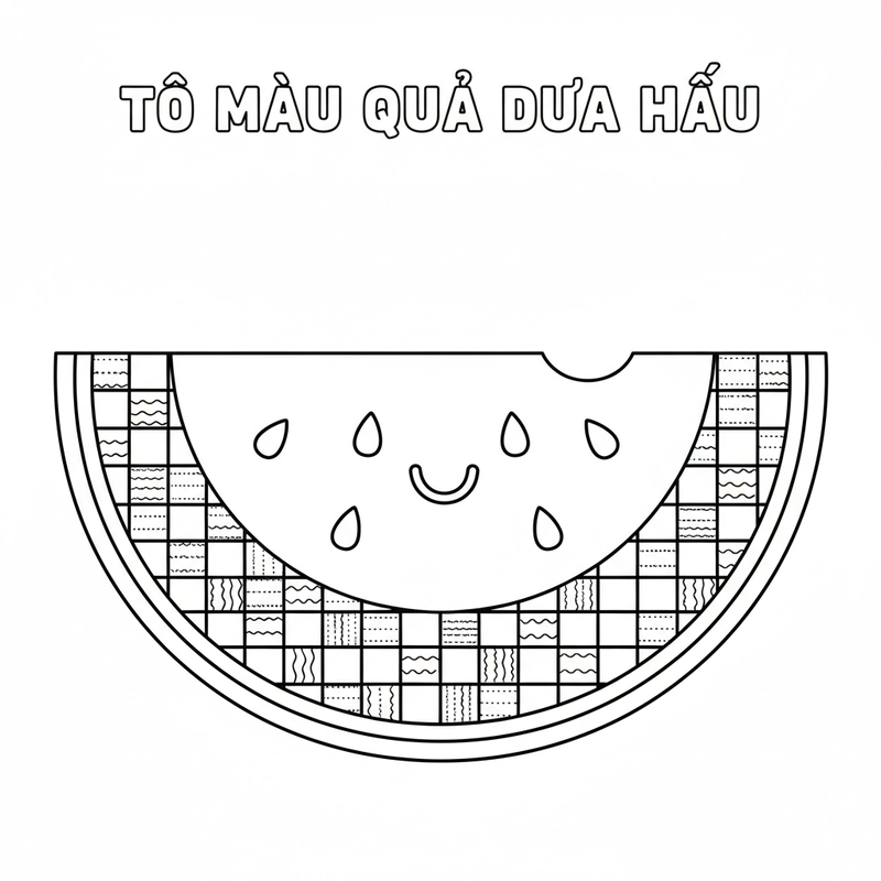 Bé tập tô quả dưa hấu ngộ nghĩnh