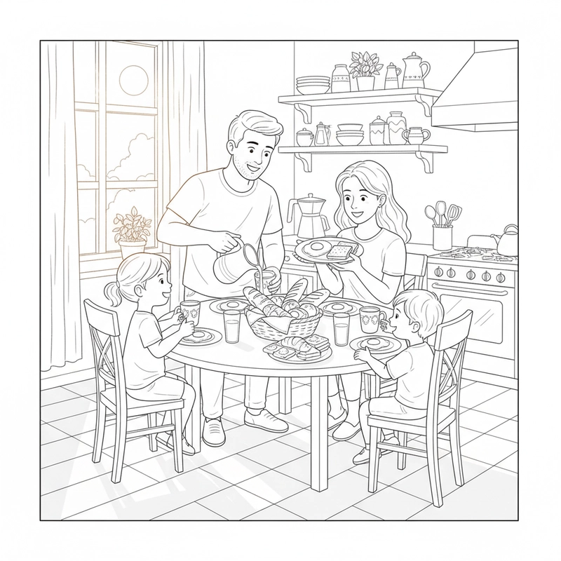 Bé tô màu bữa cơm gia đình sum vầy