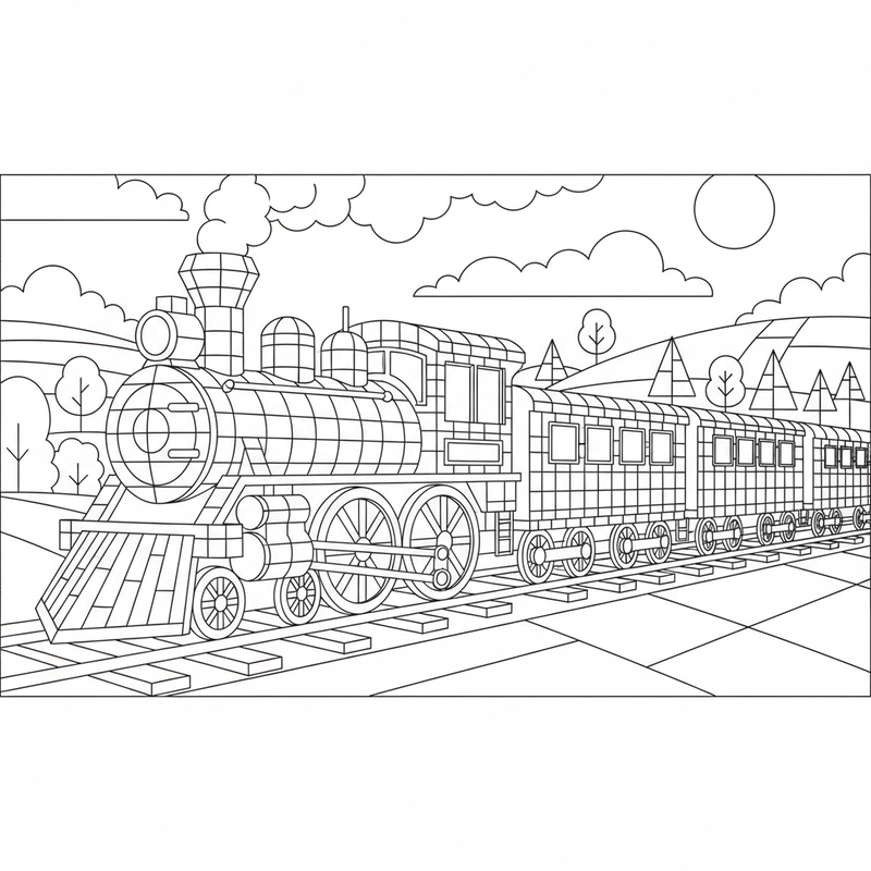 Bé tô màu đoàn tàu